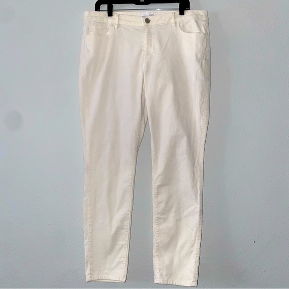 Ann Taylor LOFT Curvy Skinny corduroy cream white pants - Picture 2 of 9
